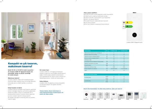 Bosch Condens 2200i W 24 C 23 ERP 20.726 kcal/h Premix Yoğuşmalı Kombi